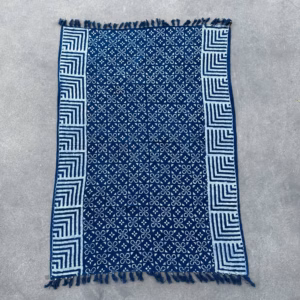 Jeté de Canapé/Lit Indigo Fait Main - 170x120cm - Carreaux Kasba