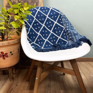 Håndlaget Indigo Pledd - 170x120cm - Midnight Heerak