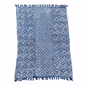 Jeté de Canapé/Lit Indigo Fait Main - 170x120cm - Vagues de Namoona