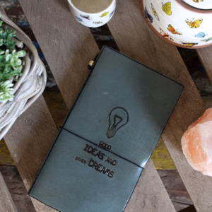 Handgemaakt Leren Dagboek - My Little Zwart Book - Zwart - 80 Pagina's