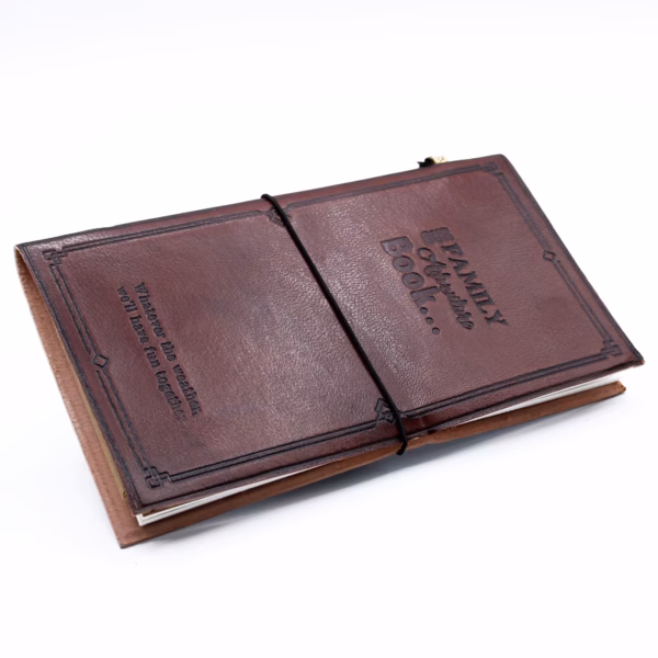 Handmade Leather Journal - Our Family Adventure Book - Brown - 80 Pages