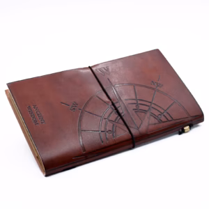 Håndlaget Lærnotatbok - Travel the World - Brun (80 Sider)