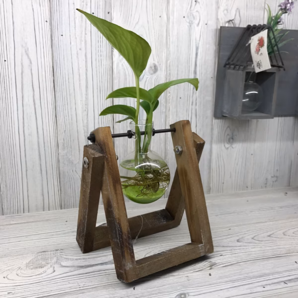 Hydrocultuur Woondecoratie - Houten Standaard voor Eén Pot