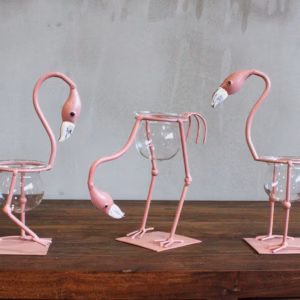 Hydroponisk Hjemmedekor - Rosa Metallflamingo Des 2