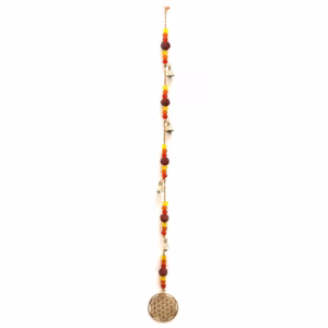 Indisk Vindspil - Livets Blomst i Messing med Rudraksha - Perler Snor Bells