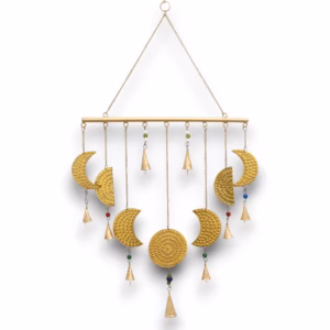 Indisk Vindspil - Messing Månefaser Chimes - 43x40cm