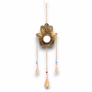 Indisk Vindspil - Hamsa Sm Mirror 3 Bells - 14x55cm