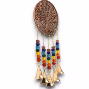 Indisk Vindspill - Livets Tre m/ Chakraperler - 5 Bjeller - 10x36cm