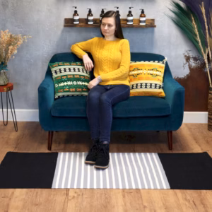 Indisk Bomullsmatta - Svart / Grå - 70x170cm