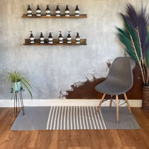 Indischer Baumwollteppich - Grau - 70x170cm