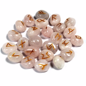Indiske Runer i Pose - Rose Quartz