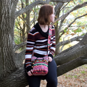 Tejido Jacquard - Mochila Peq. Rosada - Rosa Sling Bag