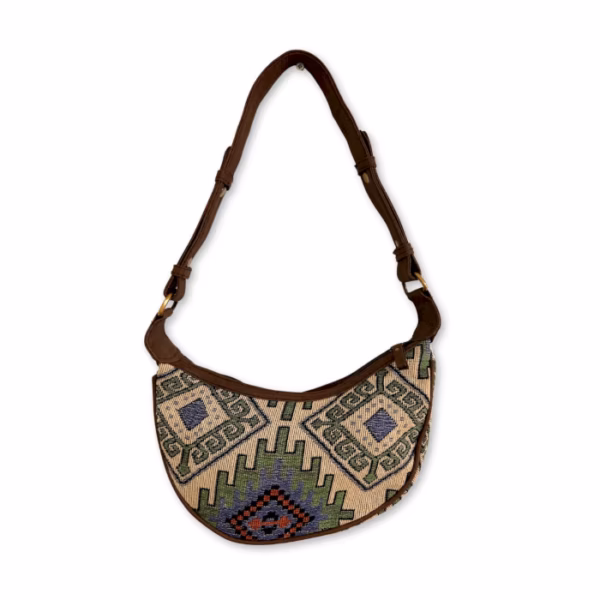 Bolso Hobo Jacquard - Geo - Geen (Correa Marrón)
