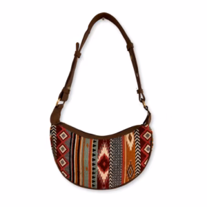 Jacquard Hobo Bag - Rich Browns - Brown Strap
