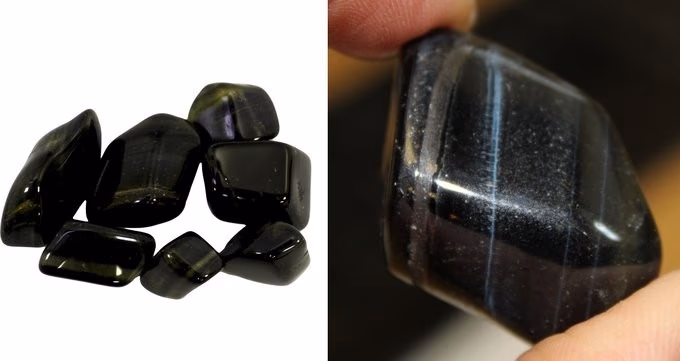 Larges Pierres Roulées - Oeil de Tigre Bleu 2 Larges Pierres Roulées - Oeil De Tigre Bleu