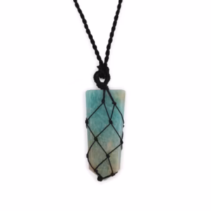 Colgante de Punta Plana con Piedras Preciosas Entrelazada - Amazonita