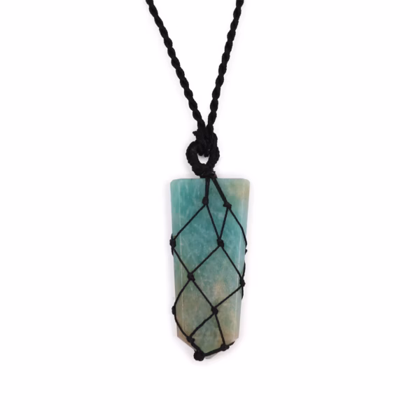 Colgante de Punta Plana con Piedras Preciosas Entrelazada - Amazonita