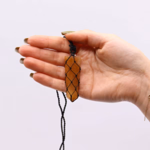 Pendentif en Pierre Fine Plate - Quartz Doré