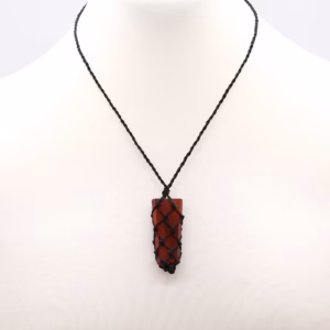 Geschnürter Edelstein - Anhänger mit Flacher Spitze - Roter Jaspis