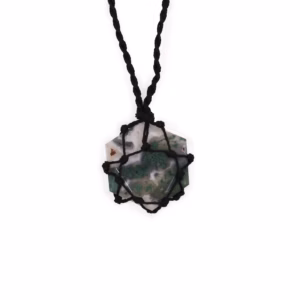 Colgante Hexagonal de Piedras Preciosas Entrelazada - Ágata de Musgo