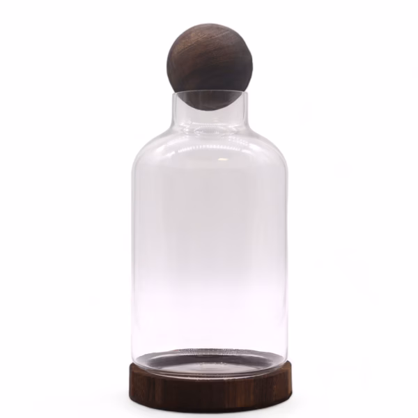 Terrarium på Mörkt Tung-trä med Boll - Stor