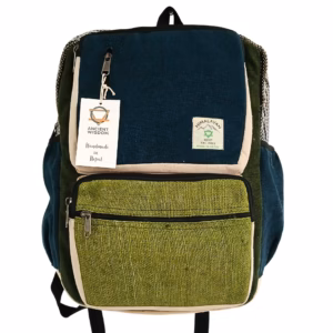 Boxy Hemp Backpack - Teal & Sage - Large