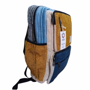 Boxy Hennep Rugzak - Teal & Kurkuma - Groot