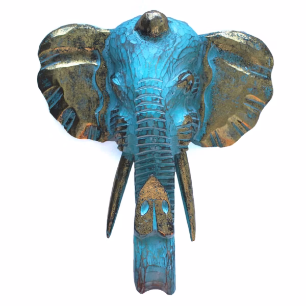 Elephant Head - Gold & Turquoise - Large