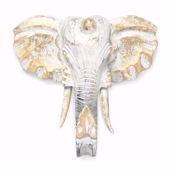 Elephant Head - Gold & Whitewash - Large