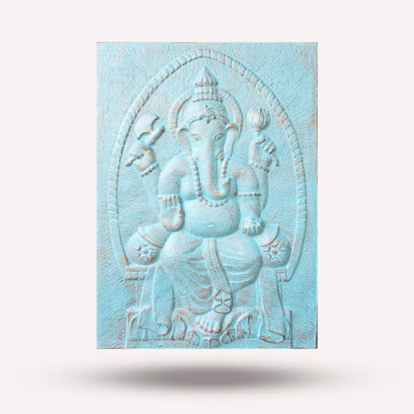 Frame Ganpati Turquoise Reliëf - 0,7x1m - Groot