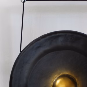 Meditationsgong auf Antikem Braunem Ständer - 80cm - Schwarz - Groß