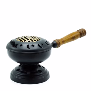 Iron Censer on Stand Incense Burner - Gold Detail - Large