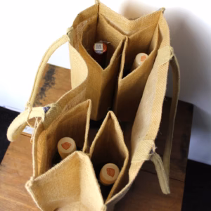 Shoppingkasse av Jute med Flaskhållare - Stor