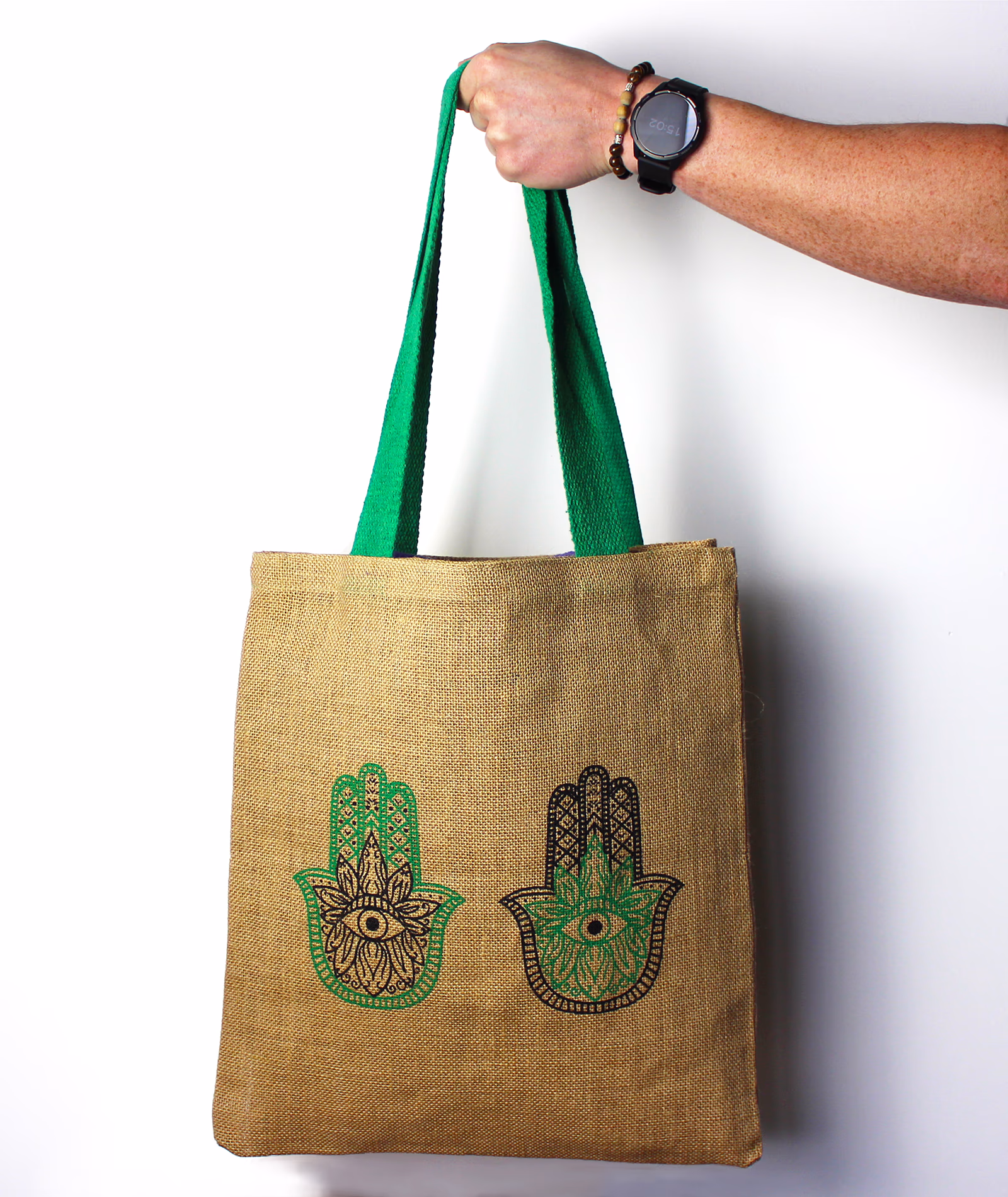 Jutekasse Mystic Designs - Hamsa - Stor 2 Jutekasse Mystic Designs - Hamsa - Stor