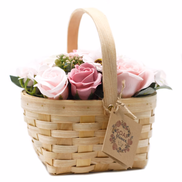 Pink Bouquet in Wicker Basket - Large
