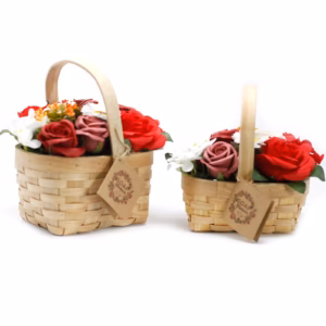 Bouquet in Weidenkorb - Rot - Groß