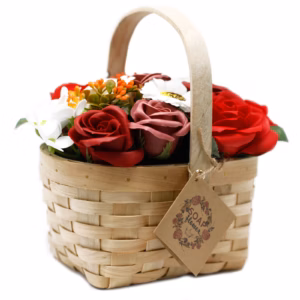 Bouquet in Weidenkorb - Rot - Groß