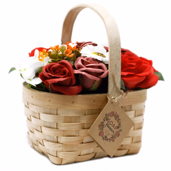 Bouquet in Weidenkorb - Rot - Groß