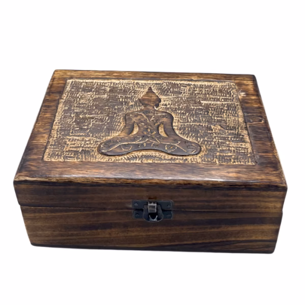 Aufbewahrungsbox aus Holz - Buddha - Groß