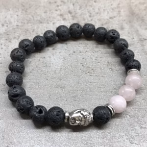 Armbånd av Lavastein - Buddha Rosenkvarts