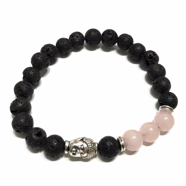 Armbånd av Lavastein - Buddha Rosenkvarts