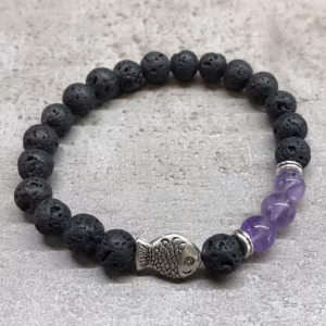 Pulseras de Piedra de Lava - Pescado - Amatista