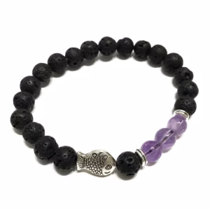 Pulseras de Piedra de Lava - Pescado - Amatista