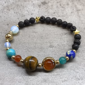 Armband - Lava Stein - Gold Sonnensystem