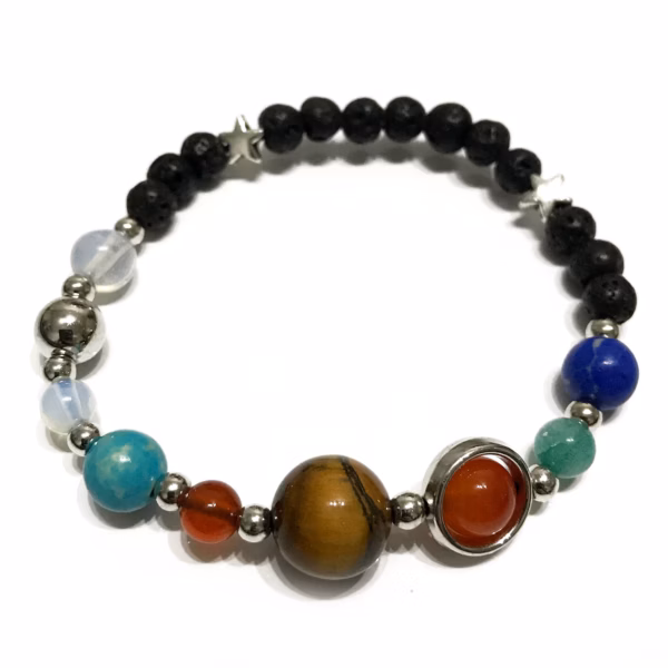 Lavasteen Armband - Zilveren Zonnestelsel