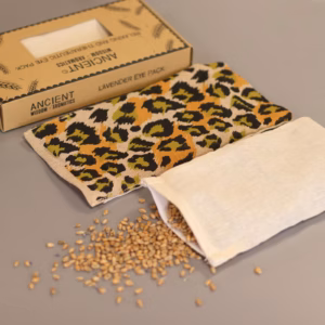 Lavendel Naturlig Bomull og Juco Øyepute I Gaveeske - Night Leopard