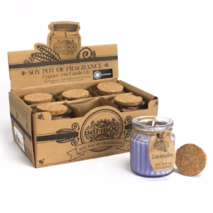 Sojawachskerze in Glas mit Korkdeckel "Lavendel"