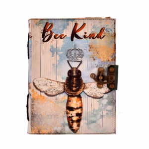 Notizbuch "Bienenkind" aus Leder mit Büttenrand - 18x13cm