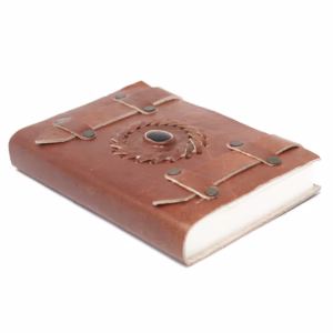 Notitieboekje met Riemen - Leer - Zwarte Onyx - 15x10cm