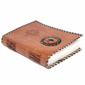 Leather Black onyx & Compas Notebook 17x12cm